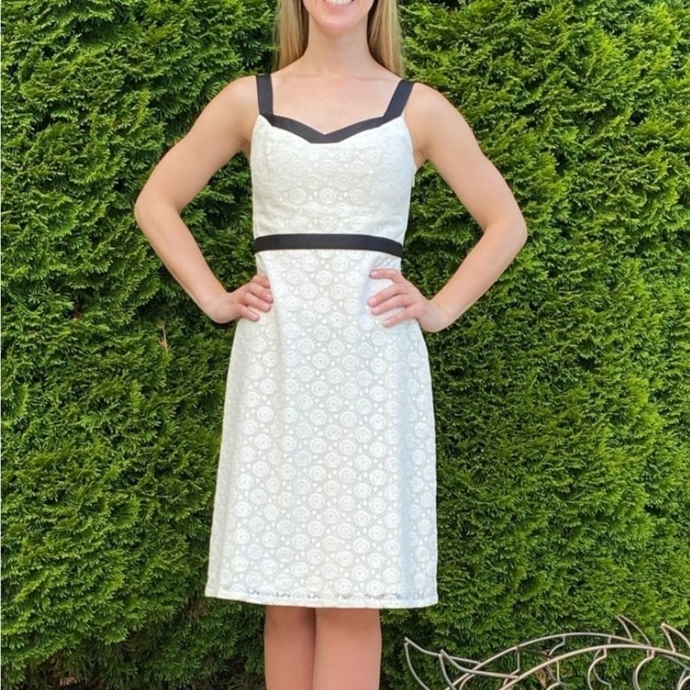 WITH TAGS Cream Lace With Black Trim Dress